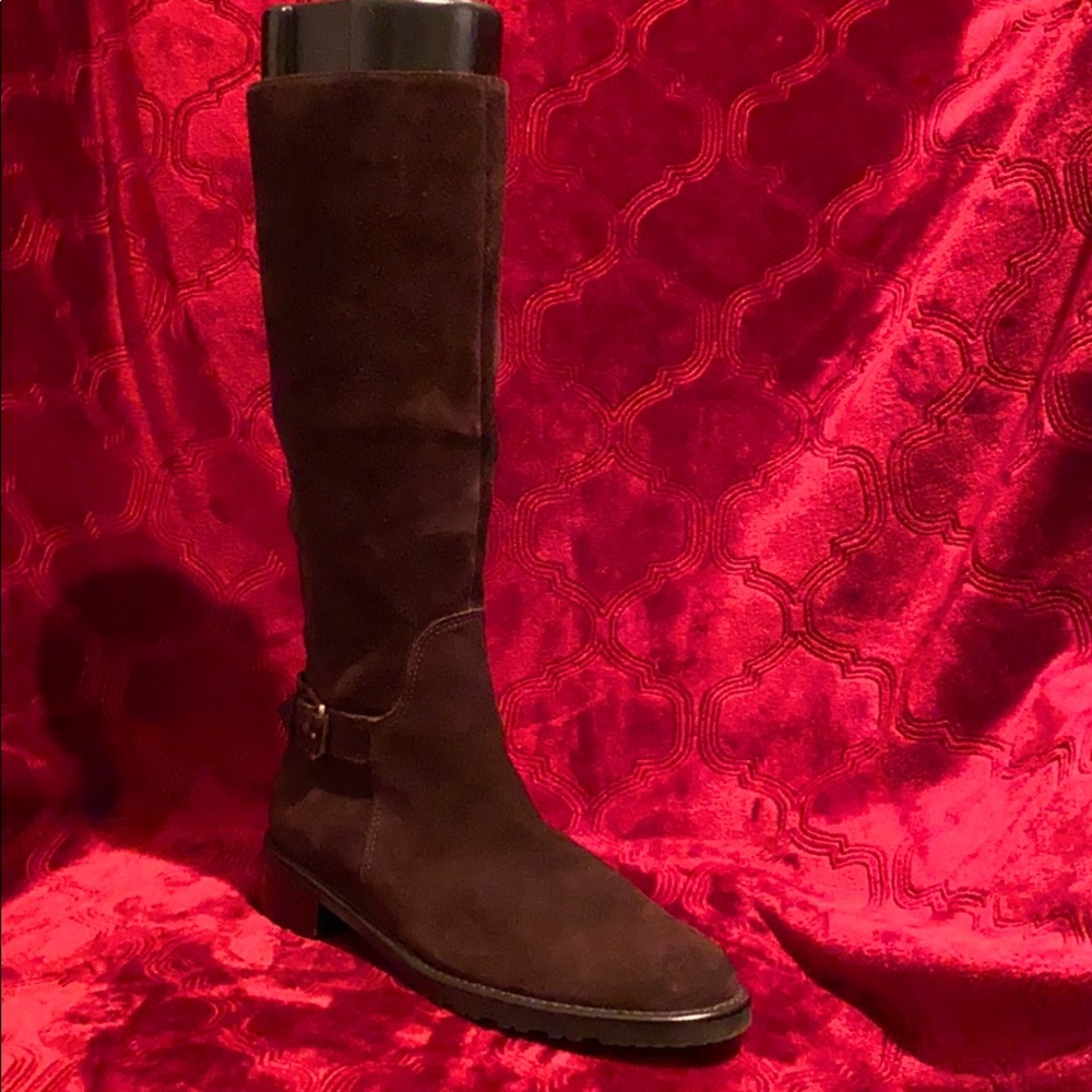 Calvin Klein Dark Brown Suede Flat Boots